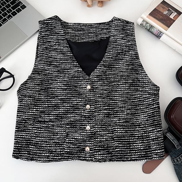V-Neck Button Vest