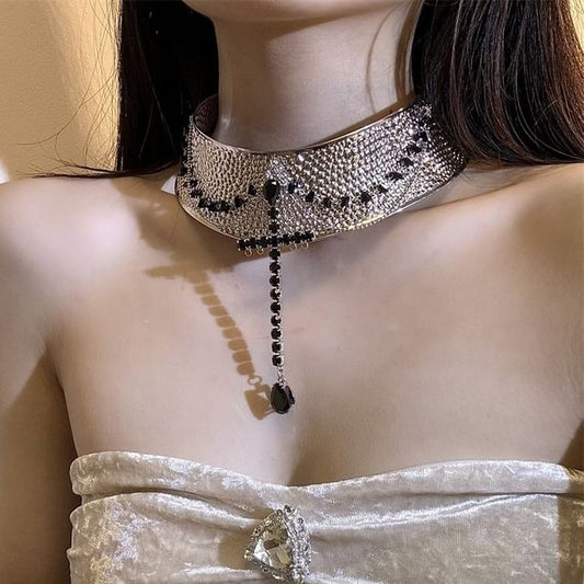 Choker Metallic Rhinestone Lariat