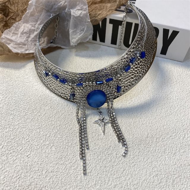 Choker Metallic Rhinestone Lariat