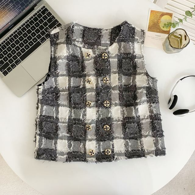 Checkerboard Double-Breasted Vest