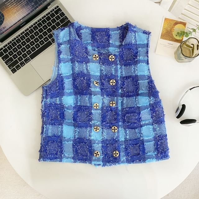 Checkerboard Double-Breasted Vest