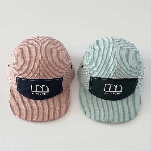 Embroidered Panel Corduroy Lettering Baseball Cap