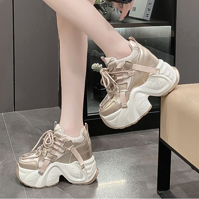 Panel Wedge Platform Sneakers Hidden