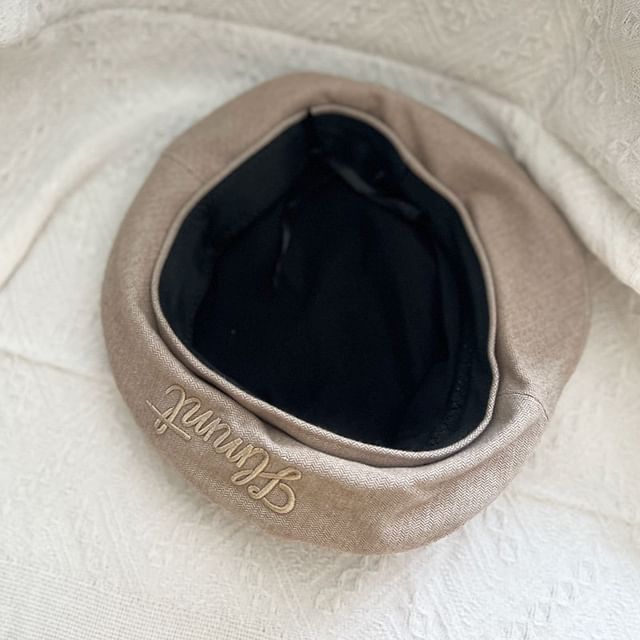 Lettering Embroidered Beret