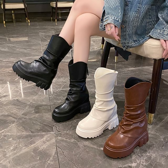 Platform Boots Mid Panel Calf