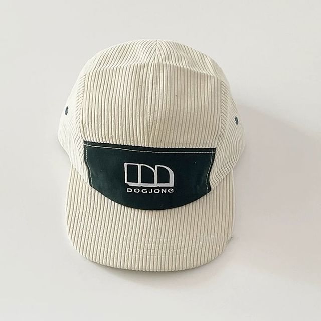 Embroidered Panel Corduroy Lettering Baseball Cap