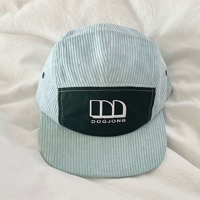 Embroidered Panel Corduroy Lettering Baseball Cap