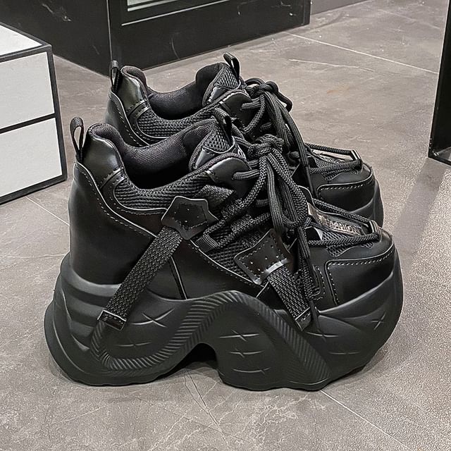 Panel Wedge Platform Sneakers Hidden