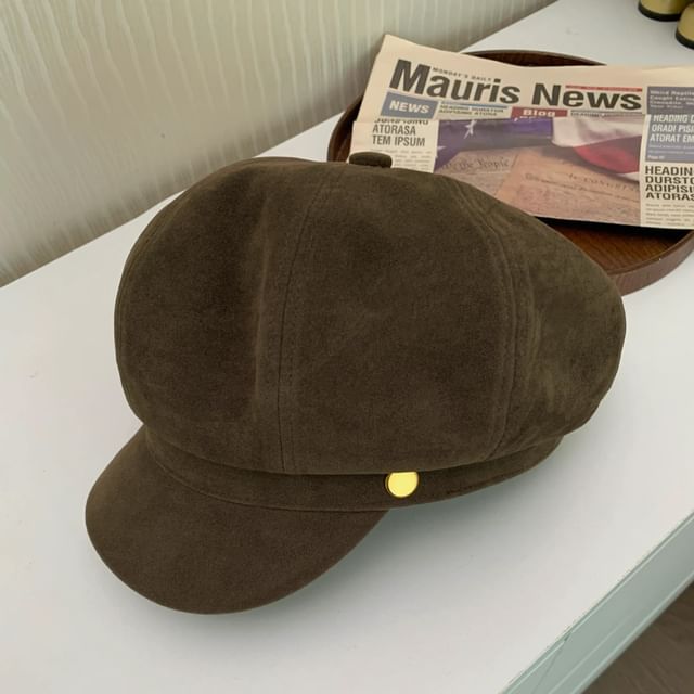 Cap Plain Newsboy Suede Faux