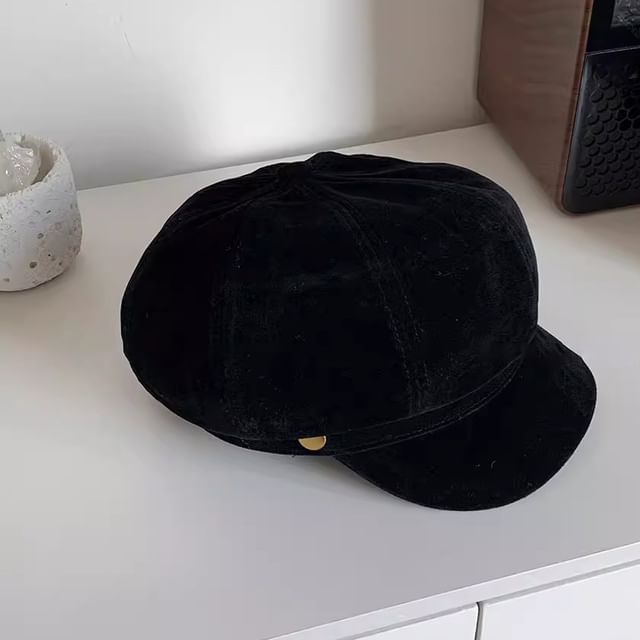 Cap Plain Newsboy Suede Faux