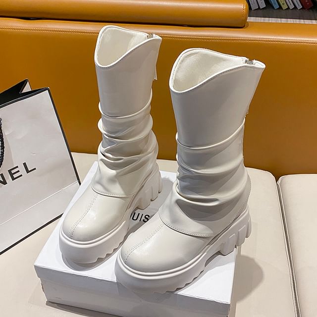 Platform Boots Mid Panel Calf