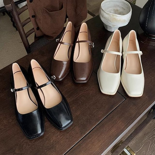 Square Toe Chunky Heel Mary Jane Shoes