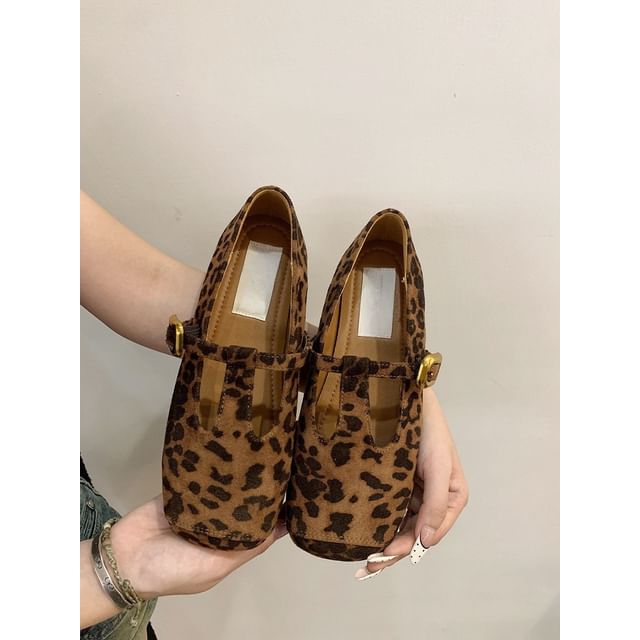 Flats Suede T-Strap Toe Square Faux