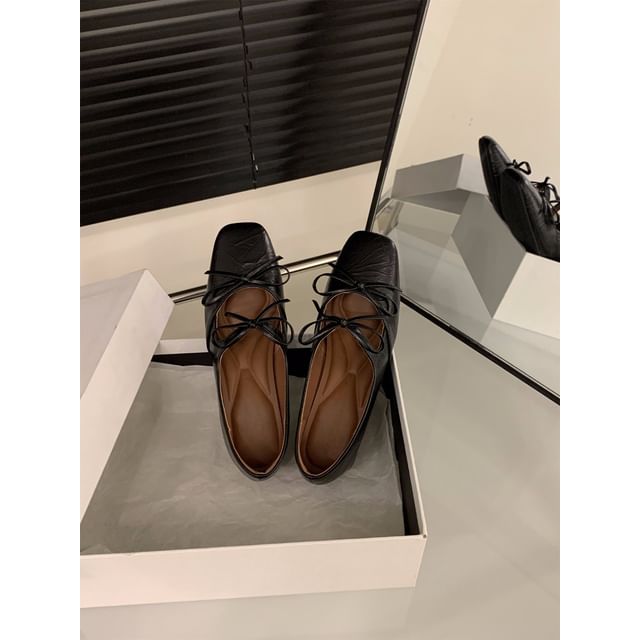 Block Square Toe Heel Mary Pumps Bow Jane