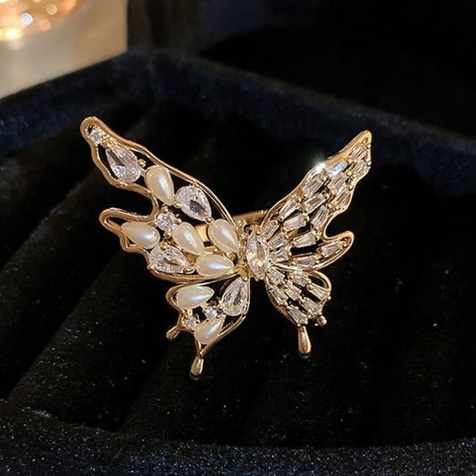 Freshwater Ring Rhinestone Pearl