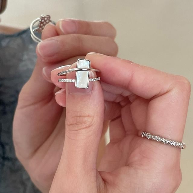 Ring Geometric Open Rhinestone /