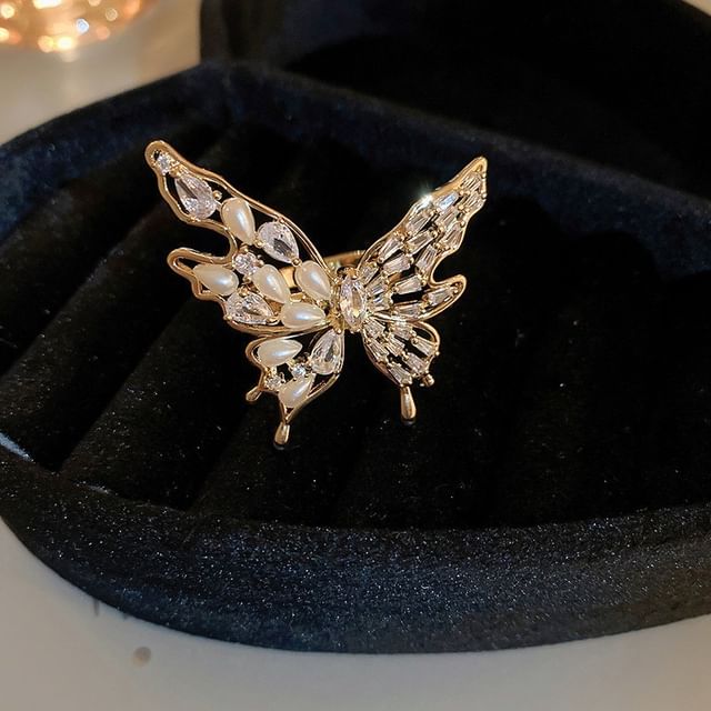 Freshwater Ring Rhinestone Pearl