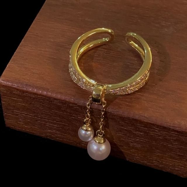 Freshwater Ring Rhinestone Pearl
