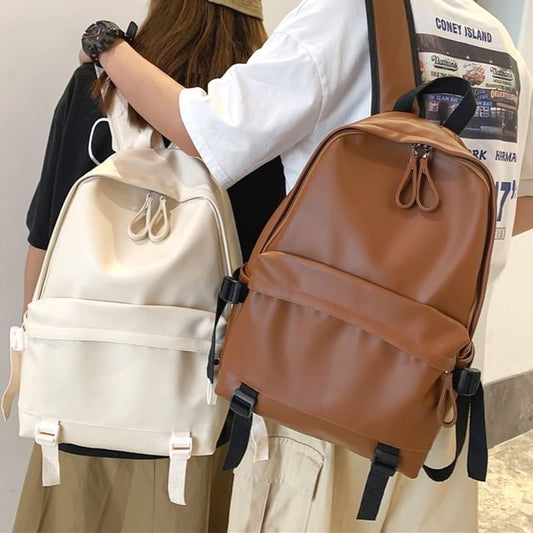 Leather Multi-Pocket Backpack Faux