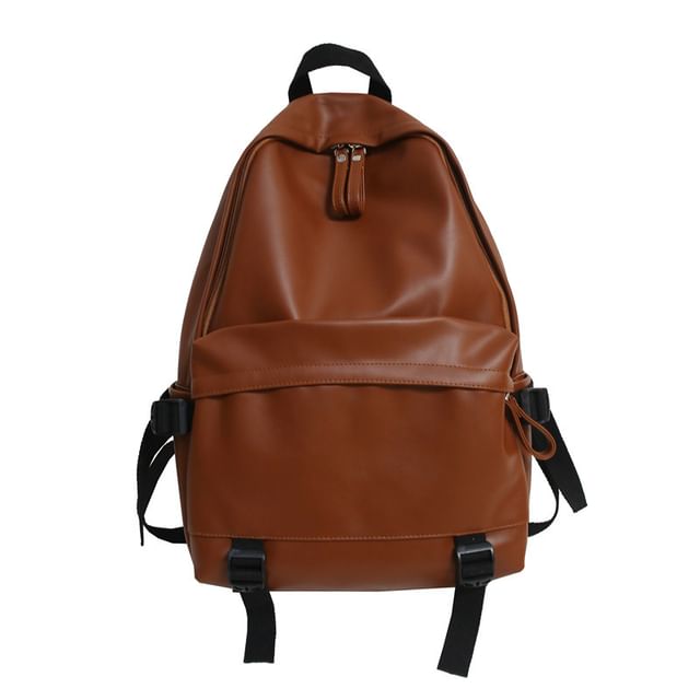 Leather Multi-Pocket Backpack Faux
