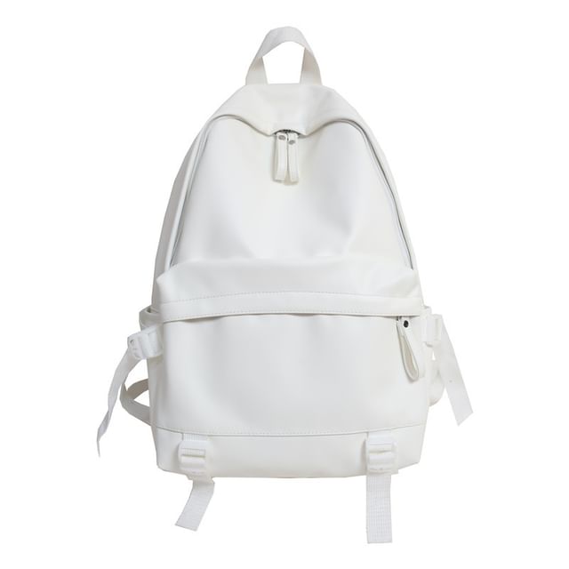 Leather Multi-Pocket Backpack Faux