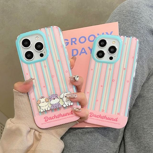 Striped Stand Case Set Phone Dog /