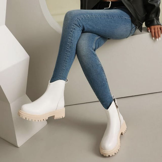 Faux Boots Short Leather Platform