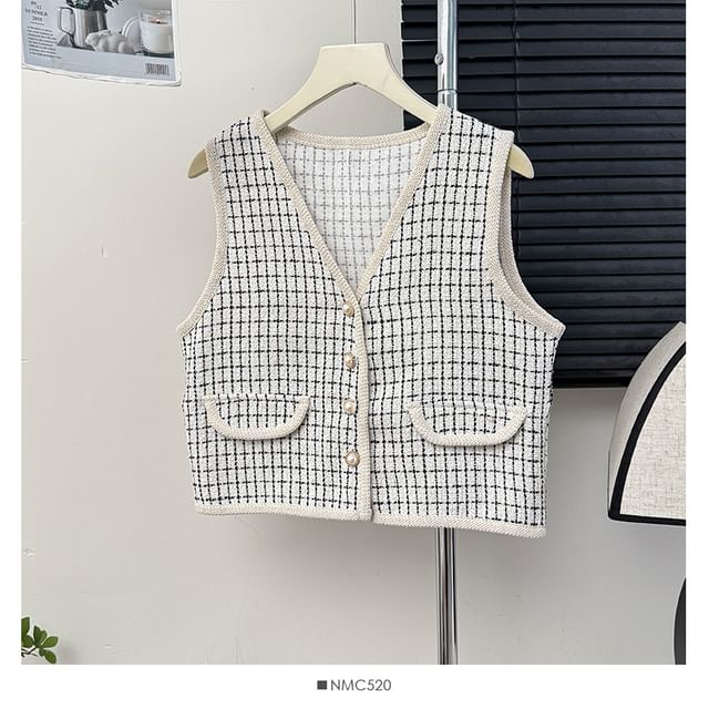 V-Neck Tweed Vest in 7 Colors