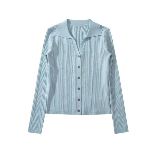 Extended Sleeve V-Cut Simple Ribbed Knit Sweater Coat