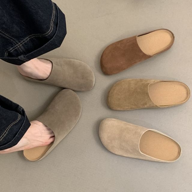 Suede Faux Mules
