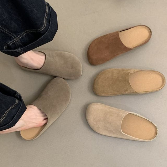 Suede Faux Mules