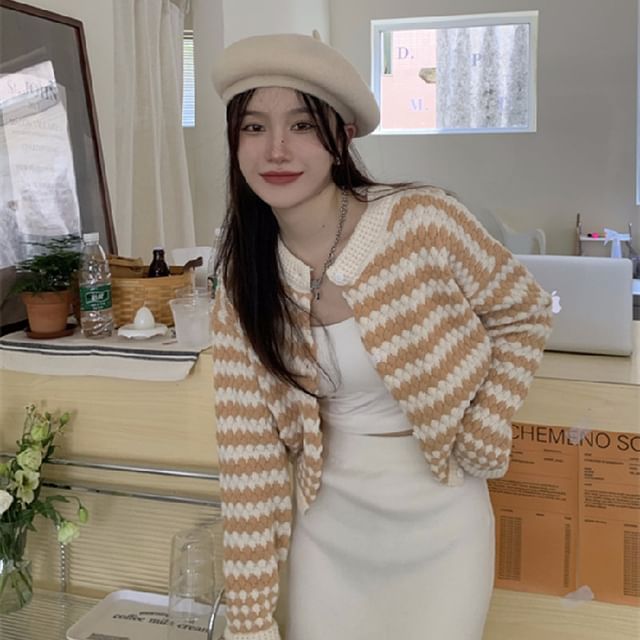 Long Sleeve Striped Color-Block Loose-Fit Sweater