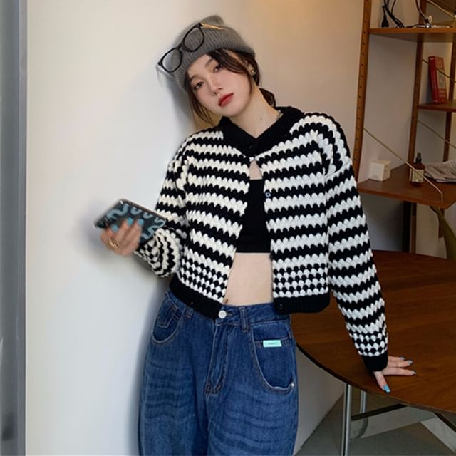 Long Sleeve Striped Color-Block Loose-Fit Sweater