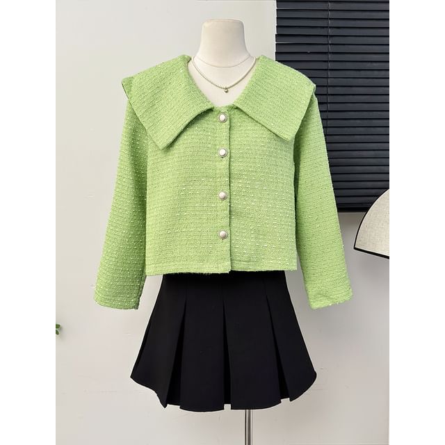 Sailor-Collar Tweed Jacket