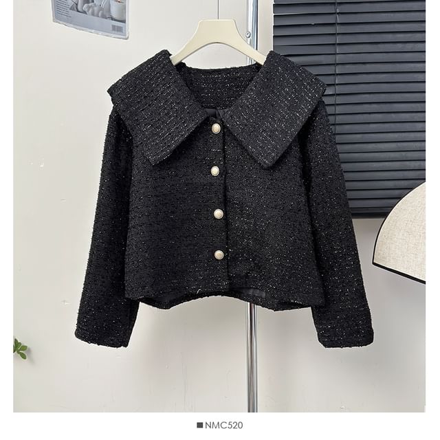 Sailor-Collar Tweed Jacket