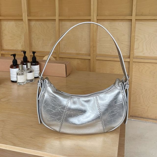 Shoulder Faux Crescent Bag Leather