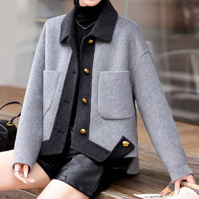 Collar Two Tone Button Jacket