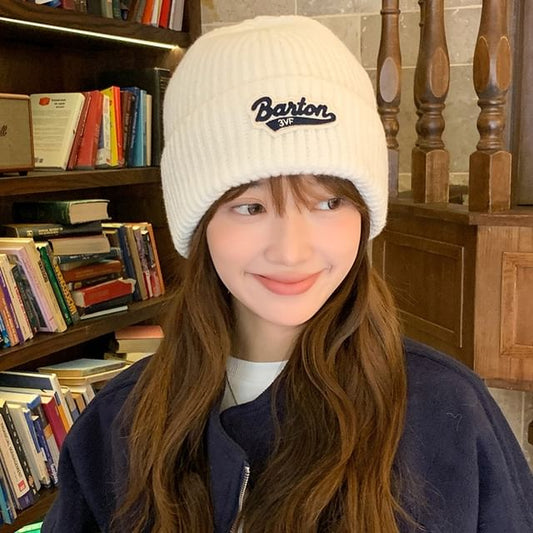 Knit Lettering Beanie Applique
