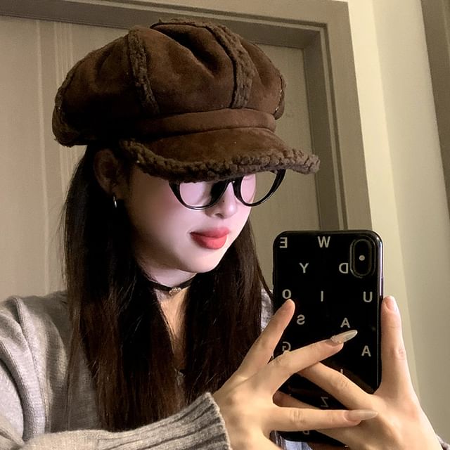 Newsboy Cap Shearling Faux