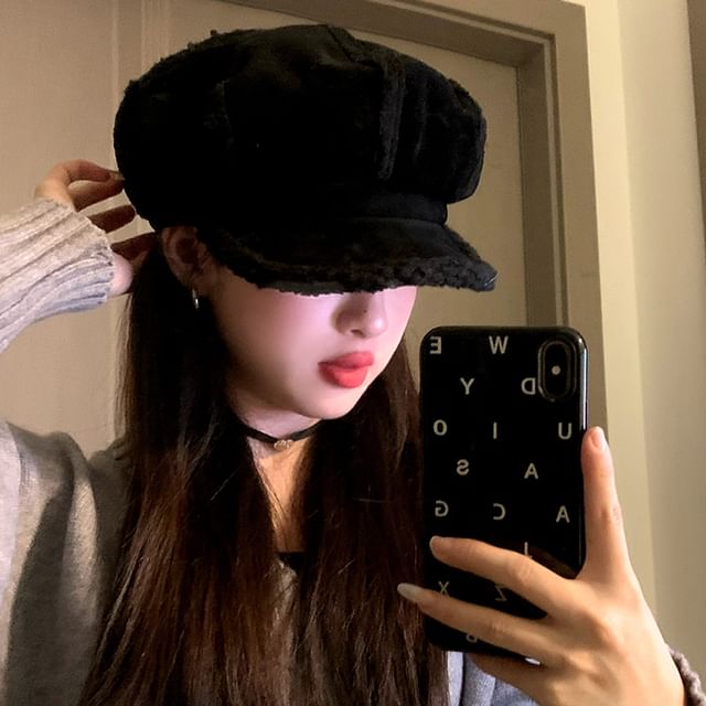 Newsboy Cap Shearling Faux