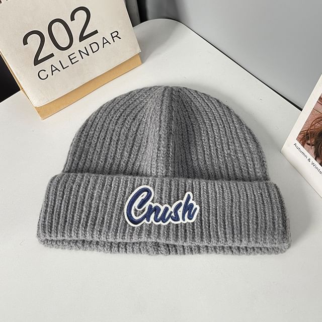 Applique Knit Beanie Lettering