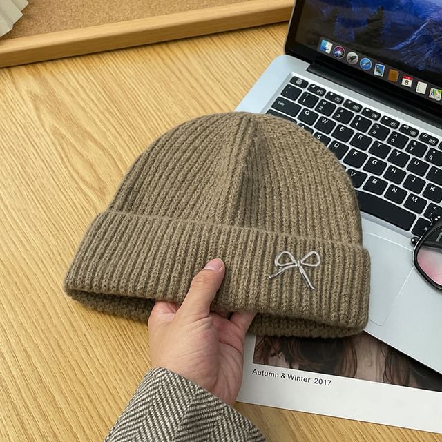 Bow Metal Beanie Knit