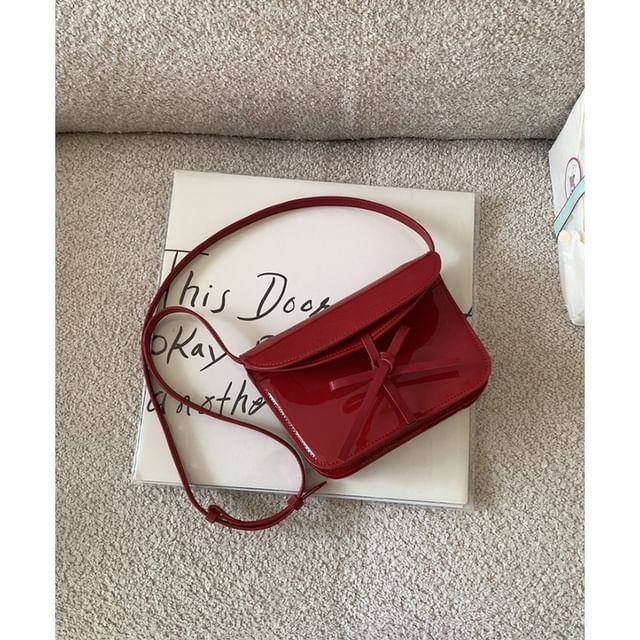 Bag Bow Faux Crossbody Leather Flap