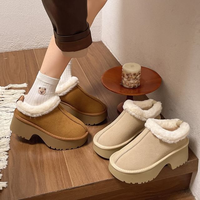 Fleece-Lined Boots Ankle Platform