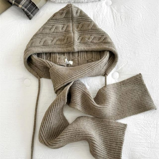 Scarf Plain Hooded Knit Cable