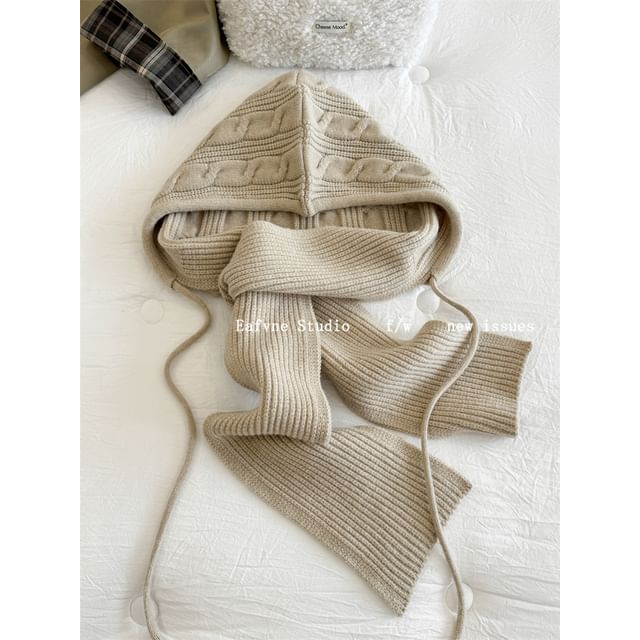 Scarf Plain Hooded Knit Cable