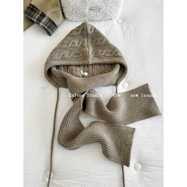 Scarf Plain Hooded Knit Cable