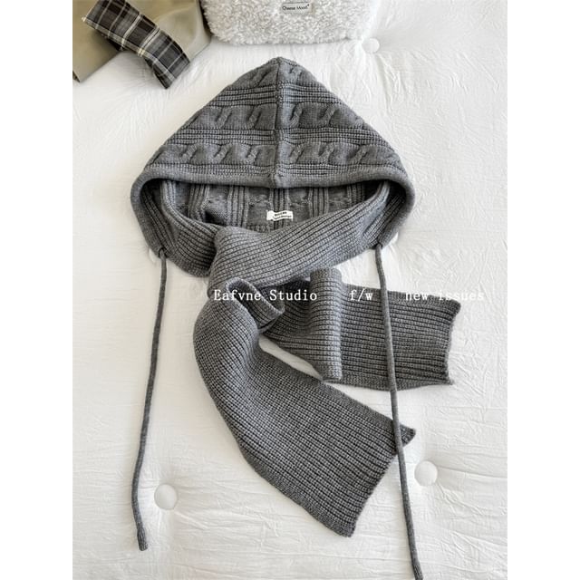 Scarf Plain Hooded Knit Cable