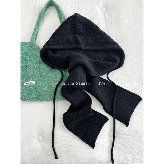 Scarf Plain Hooded Knit Cable
