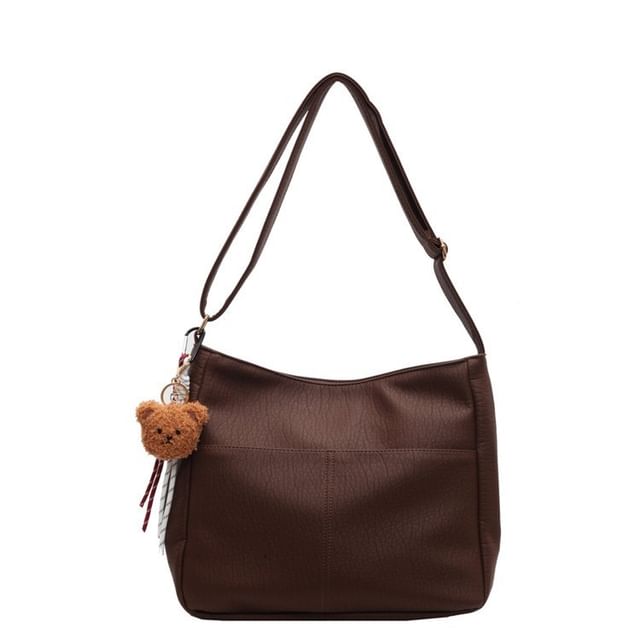 Faux Leather Multi-Pocket Crossbody Bag / Bag Charm / Set